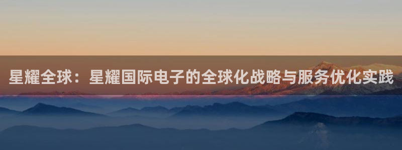 天天购彩2官网：星耀全球：星耀国际电子的全球化战略与服务优化实践